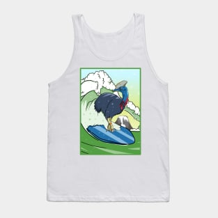 Cassowary Bird on a Surfboard Tank Top